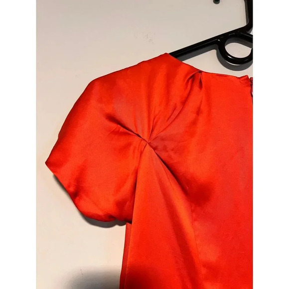 Banana Republic Sheath Dress Size 4 petite stretch orange red Satin - Picture 5 of 5